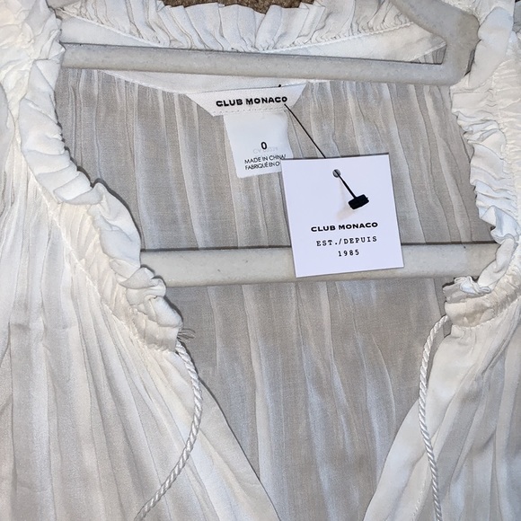 Club Monaco White Rayon Ruffle Collar Maxi Slip Dress - Picture 9 of 10